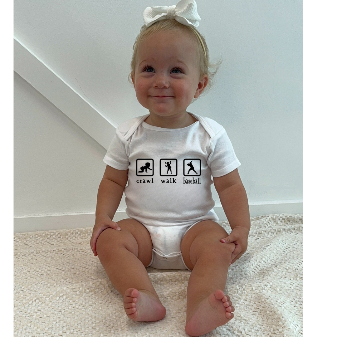 Crawl, Walk, Baseball Baby Onesie®