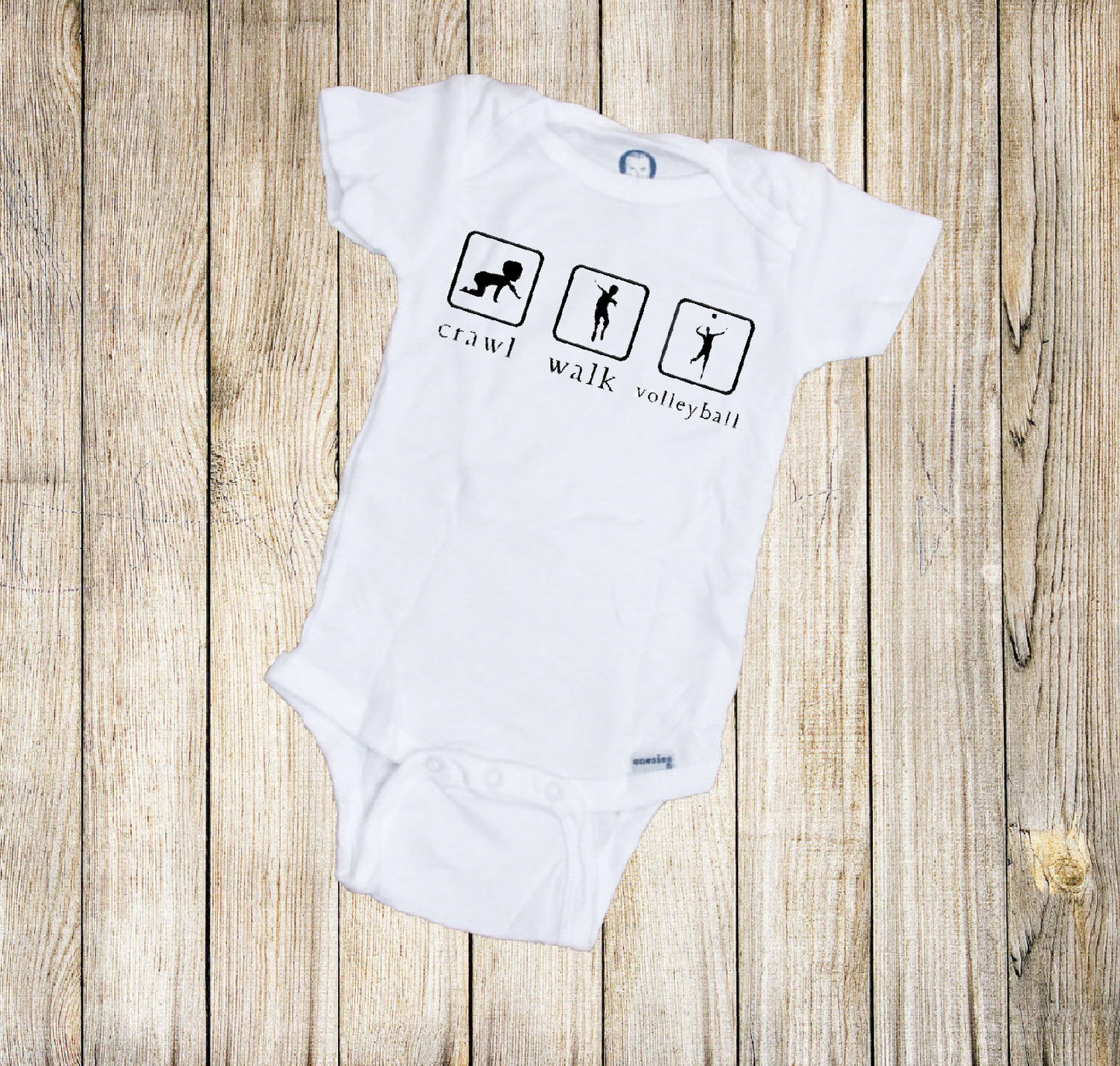 Crawl, Walk, Volleyball Baby Onesie®