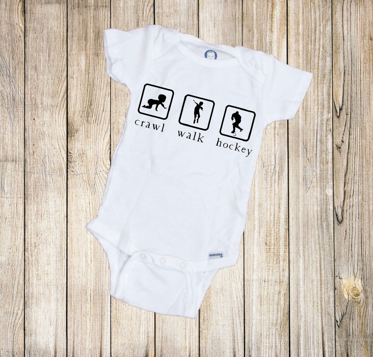 Crawl, Walk, Hockey Baby Onesie®