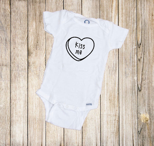 Kiss Me Candy Heart Baby Onesie®